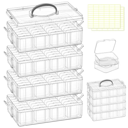 DILIBRA Bead Organizer Box, 4-Tier Stackable 112 Pcs Craft Storage Boxes - color: 4-Tire 112 Pcs