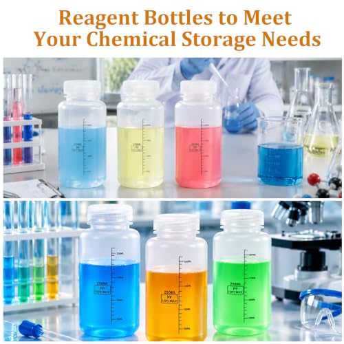 Acrux7 30PCS 8oz/250ml Wide Mouth Plastic Sample Bottles with Airtight Cap