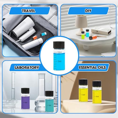 12PCS 10ml Clear Glass Graduated Vials with Screw Caps & Plastic Stoppers - color: CLEAR, size: 10ml