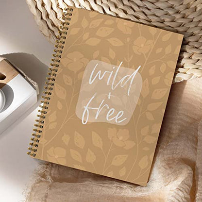 Wild and Free Floral Spiral Notebook / 8.5" x 11" Journal / 120 College Ruled Pages/Durable Gloss Laminated Softcover/Gold Wire-o Spiral Binding/Made in the USA - color: Wild and Free