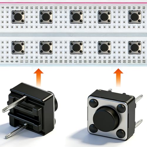 TWTADE 100Pcs Micro Momentary Tactile Push Button Switch 6x6x5mm 2 Pin Tact Switch Assortment Kit - color: Black-2 Pin/100Pcs