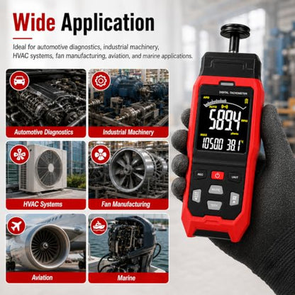 Digital Tachometer Contact & Laser RPM Meter with USB Data Logging - color: Tachometer Logger