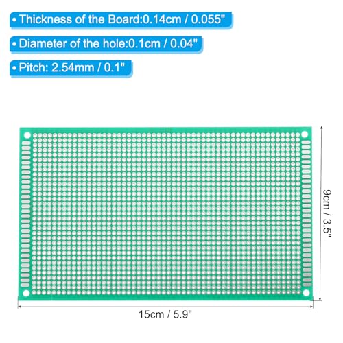 PATIKIL 6" x 3.5" PCB Board Circuit, 12 Pcs Single Sided Prototype Solder Boards for DIY Soldering and Electronic Project Circuit Boards Solderable Breadboard, Green - size: 6" x 3.5"