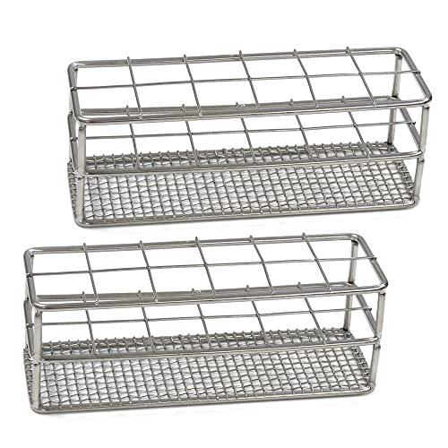 Utile 2pcs of 12-Hole Stainless Steel Test Tube Holder Rack, Suitable for Test Tube Dia.≤25 mm,4050.4628.2 - color: 2 of 12-Hole Steel