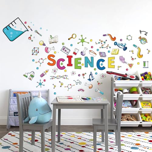 LHIUEM Large Science Wall Decals Colorful Chemistry Laboratory Wall Sticker - color: Science Room Sticker