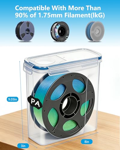 Filament Storage Box 6 Pack with Desiccants, Labels for 3D Printing