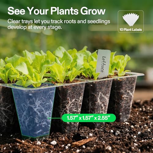 VIVOSUN 6-Pack Seed Starter Trays, 72-Cell Starter Kit with Humidity Dome - size: 6-Pack 72-Cell, style: Trays