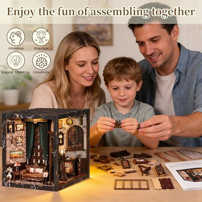Book Nooks for Adults, DIY Miniature Dollhouse BookNook Kit Gifts - style: Classical Music Room