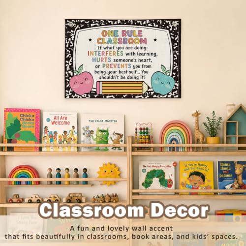 One Rule Classroom Golden Rule Poster Decor Wall Hanging Banner - color: 00-One Rule Classroom - Apple Theme