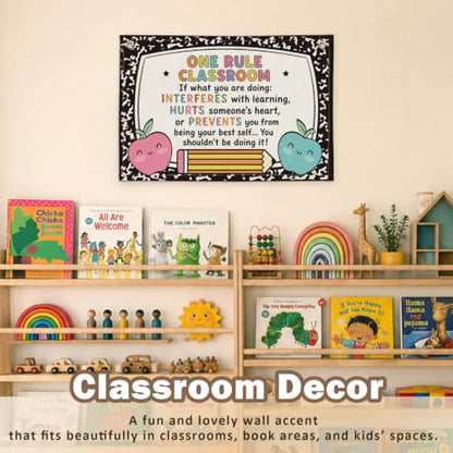 One Rule Classroom Golden Rule Poster Decor Wall Hanging Banner - color: 00-One Rule Classroom - Apple Theme