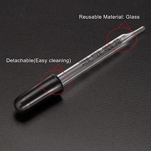 Eye Dropper Kit, 1 Set 1ml Glass Straight Tip Graduated Ear Dropper with Rubber Bulb Cleaning Brush for Transfer Liquids for Dose and Measurement, Clear