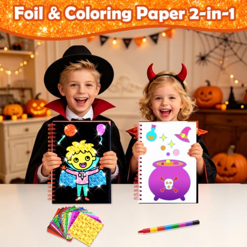 FUNNYB&G Halloween Foil Art Craft Kit for Kids, Halloween Toy Gift for Kids - style: Halloween