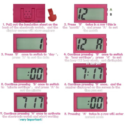 Shudyear Small Digital Clock， with Jumbo LCD Time & Day Display，Mini Automotive Small Digital Clock Battery Operated for Desktop Nightstand Pocket Car Truck Dashboard & Air Vent (1, red) - color: Red