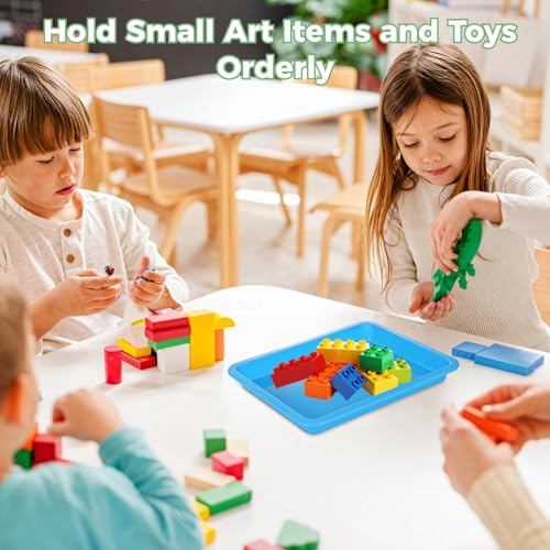 OMISTAR Plastic Art Trays 24 PCS - Activity Craft Sand Trays, 9.6 x 7.3 Inches, Stackable Bins for Painting Beads Office School DIY Projects