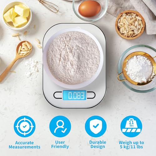 Smart Weigh Stainless Steel Kitchen Scale, 11 lb x 1g, Nutrition Tracking - color: Stainless Steel