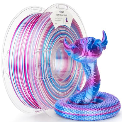 AMOLEN Silk PLA 3D Printer Filament, Shiny Multicolor Rainbow PLA Filament 1.75mm, Fast Color Change PLA 3D Printing Filament for Most FDM 3D Printer, Blue Purple White, 1kg (2.2lbs) - color: Blue/Purple/White