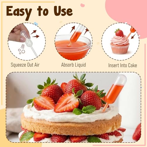 100 Pcs Disposable Cake Transfer Pipettes Plastic Cupcakes Pipettes 4ml