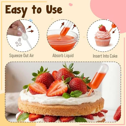 100 Pcs Disposable Cake Transfer Pipettes Plastic Cupcakes Pipettes 4ml