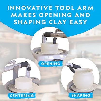 NATIONAL GEOGRAPHIC Hobby Pottery Wheel Kit - 8" Variable Speed Pottery Wheel for Adults & Teens with Innovative Arm Tool, 3 Lb Air Dry Clay & Art Supplies, Crafts for Adults, Craft Kits for Teenagers - style: Hobby Pottery Wheel