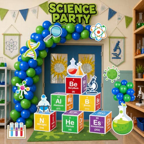 66Pcs Science Lab Party Decoration Pre-Folded Cardstock Kit Green Blue - color: Green Blue