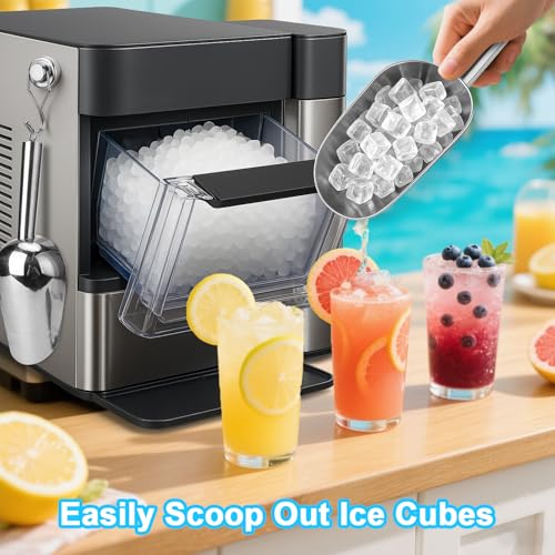 Stainless Steel Ice Scoop for Freezer with Magnetic Hook - color: Silver, size: 8oz