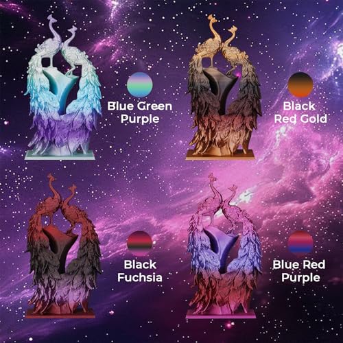 AMOLEN Silk Gradient Rainbow 3D Printer Filament Bundle, 200gX 4 Spools - color: Black Red Gold /Blue Red Purple/Black Fuchsia/Blue Green Purple