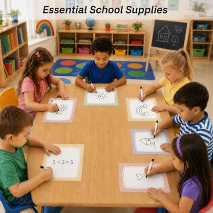 Cinrobiye 24 Pcs Dry Erase Stickers for Classroom Tables, Reusable Writable Decals with 2 Scrapers, Waterproof Dry Erase Spots for Desks, Whiteboards, Walls, Teacher Classroom School Supplies - color: Composition