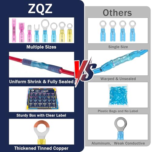 ZQZ 128Pcs Heat Shrink Marine Wire Connectors Assortment Kit, Waterproof