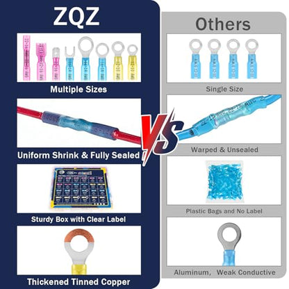 ZQZ 128Pcs Heat Shrink Marine Wire Connectors Assortment Kit, Waterproof