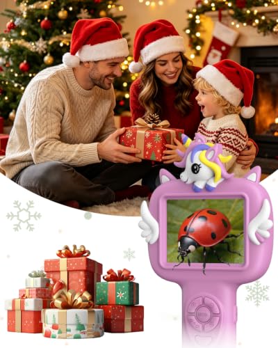 Outdoor Portable Kids Microscope: Handheld Microscope Auto Focus - color: Light Pink