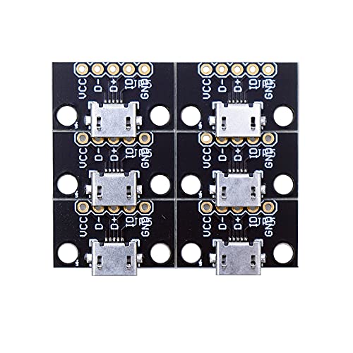 Treedix 6pcs Micro USB to DIP Adapter 5Pin Female Connector B Type PCB Converter Pinboard 5V Breakout Module for DIY USB Power Supply Breadboard Design