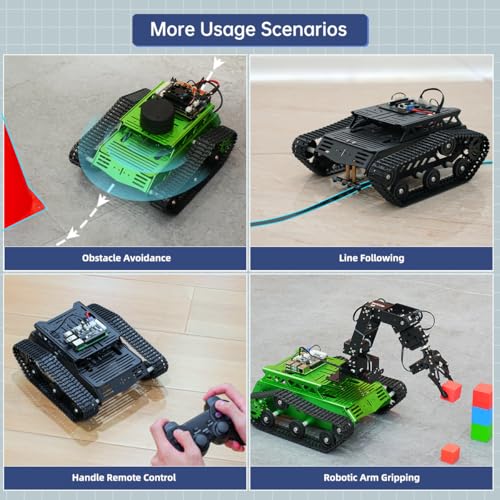 Tank Car Chassis with DC Geared Motor, Shock Absorbing Robot Chassis Full-Metal Robotic Moving Platform Track for Arduino RaspberryPi Microb Jetson DIY Maker Smart Robot Car Learning Kit (Black)