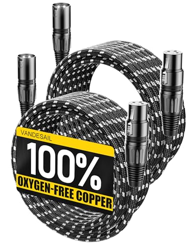 Long XLR Cables 25ft 2 Pack,XLR Microphone Cable,OFC Shielded - color: Black-White, size: 25 Feet