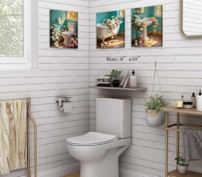 Framed Botanical Bathroom Wall Art Sage Green Leaves canvas Posters Print - color: Framed Botanical Bathroom Wall Art
