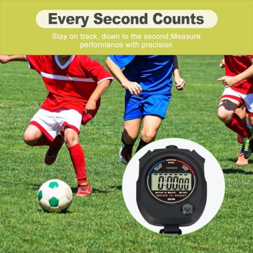 2 Pack Digital Stopwatch Timer with Large LCD Display Multi Function Handheld Sports Timer with Alarm Date Time Mode for Coaching Gym Fitness Running Referee Training Tool