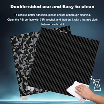 310x315mm 3D Printer Build Plate Smooth PEO+Smooth PET Spring Steel Sheet for K1 MAX/Ender 3 V3 Plus/CR-10 Smart Heated Bed (Carbon Fiber + Diamond Pattern) - size: 310x315mm