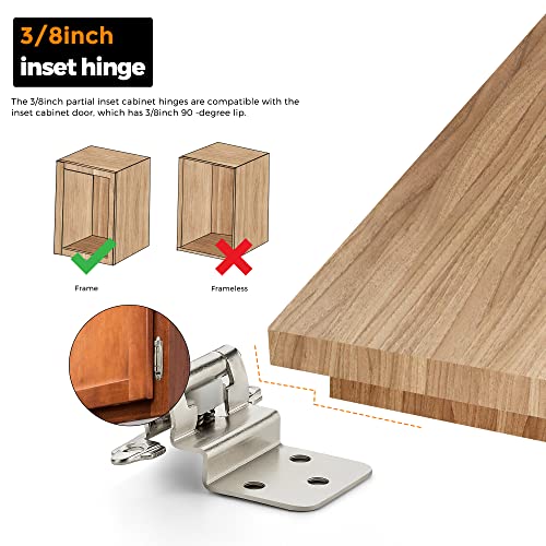 Ravinte Satin Nickel Kitchen Cabinet Hinges, 3/8" Inset, 50 Pack - size: 3/8" Inset