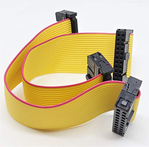 2-Pack IDC 2x10 20P 2.54mm Female Connector 15cm 5.5 Inches Yellow Flat Ribbon Cable, Double Rows 20 Pins 0.1” Pitch FC F/F (20P-15cm-2PK) - size: 20P-15cm-2PK