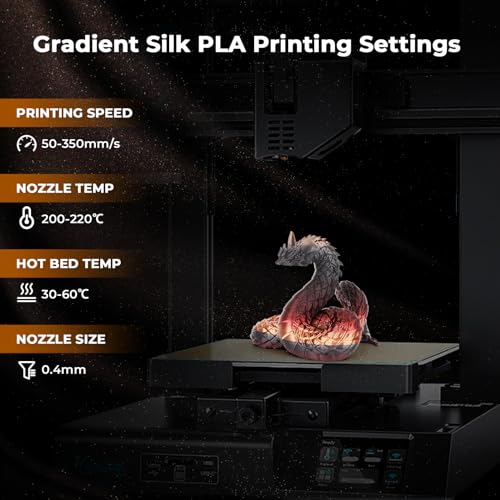 AMOLEN Silk Gradient Rainbow 3D Printer Filament, Black Red Gold, 1KG - color: Silk Gradient Black Red Gold