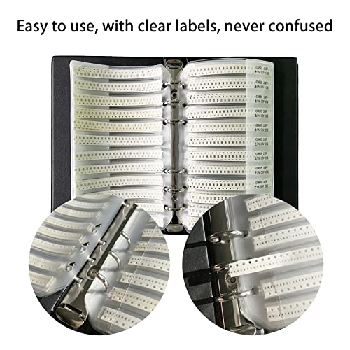Capacitor Book 0805 SMD (0.5pF-10uF) 92 Value x 50pcs = 4600pcs SMT Kit Capacitor Chip Assortment Portfolio Folder Sample Book - size: C-0805