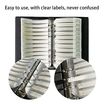 Capacitor Book 0805 SMD (0.5pF-10uF) 92 Value x 50pcs = 4600pcs SMT Kit Capacitor Chip Assortment Portfolio Folder Sample Book - size: C-0805