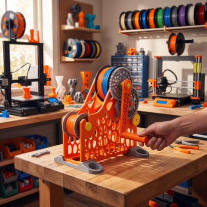 GOWENIC 3D Printer Filament Respooler Hand Cranked 1kg Filament Rewinder, 3D Printer Spool Rewinder, Welding Thread Winder with Smart Tension Control, Manual Spool Winder