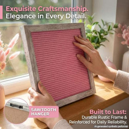 Rustic Hot Pink Felt Letter Board 10x10 Inch, 336 Changeable Letters - color: Rustic Hot Pink