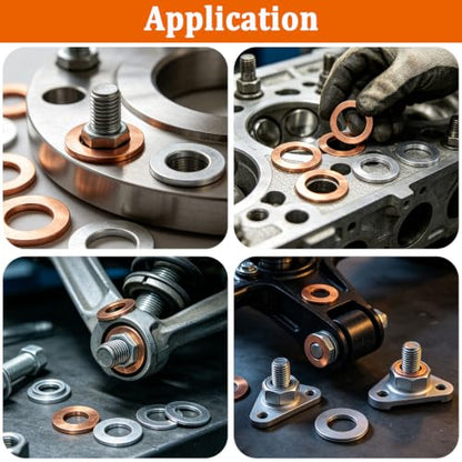 510PCS Oil Crush Washer,18 Sizes Oil Drain Plug Gaskets Assortment Kit,Automotive Aluminum Drain Plug Washer M6 M8 M10 M12 M14 M16 M18 M20 M22 M24 - size: 510PCS