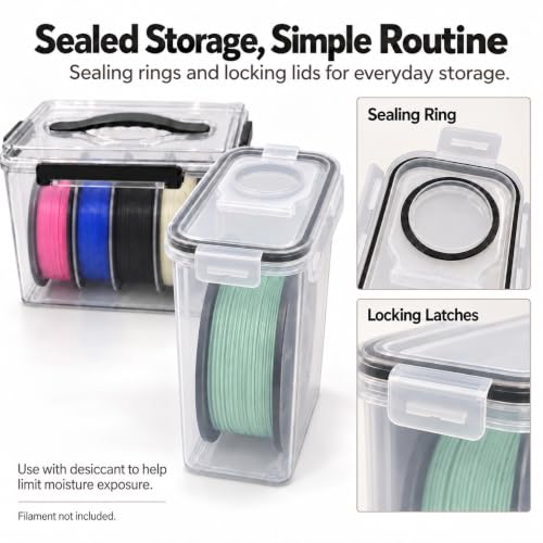 3D Printer Filament Storage Box Kit, Filament Dry Box Set with Sealed Lids
