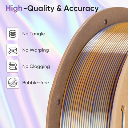 ERYONE Silk Filament PLA+ 1.75mm Shiny 3D Printer Filament, Multicolor PLA 4 in 1, 1kg (2.2LBS)/Spool, HS Silk Quadruple Color Splendid Quartet (Red & Yellow & Blue & Green) - color: Silk Pla+ 4 in 1 Splendid Quartet