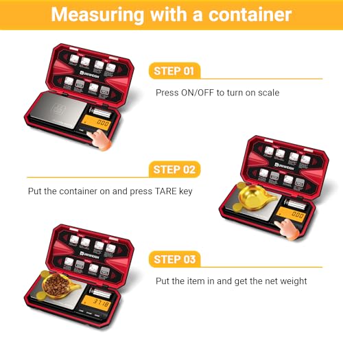 UNIWEIGH Travel Digital Pocket Scale 200g/0.01g, Digital Gram Scales - color: Red