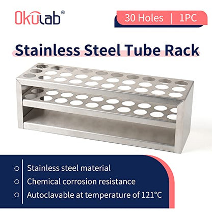 Test Tube Rack, 30 Holes Stainless Steel Test Tube Rack, with Extended Edges Providing Handles, Suitable for Tubes of Dia.≤18mm, Round Holes Test Tube Holder, for Classroom, Lab, TTRS30A1 - size: 30 Holes,for Tubes of Dia.≤18mm