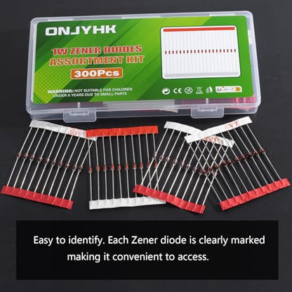 30Values 1W Zener Diode Kit 3V 3.3V 3.6V 3.9V 4.3V 4.7V 5.1V 5.6V 6.2V 6.8V 7.5V 8.2V 9.1V 10V 11V 12V 13V 15V 16V 18V 20V 22V 24V 27V 30V 33V 36V 39V 43V 47V Diodes Assortment Set