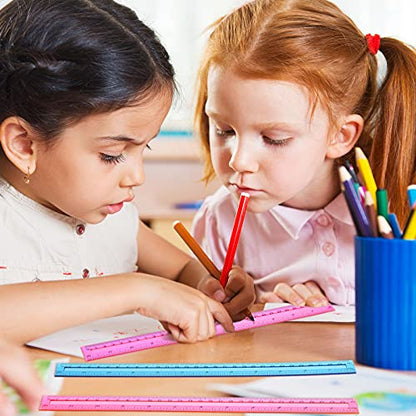 Tenare 20 Pack 12" Clear Plastic Ruler for Classroom School, Multicolor